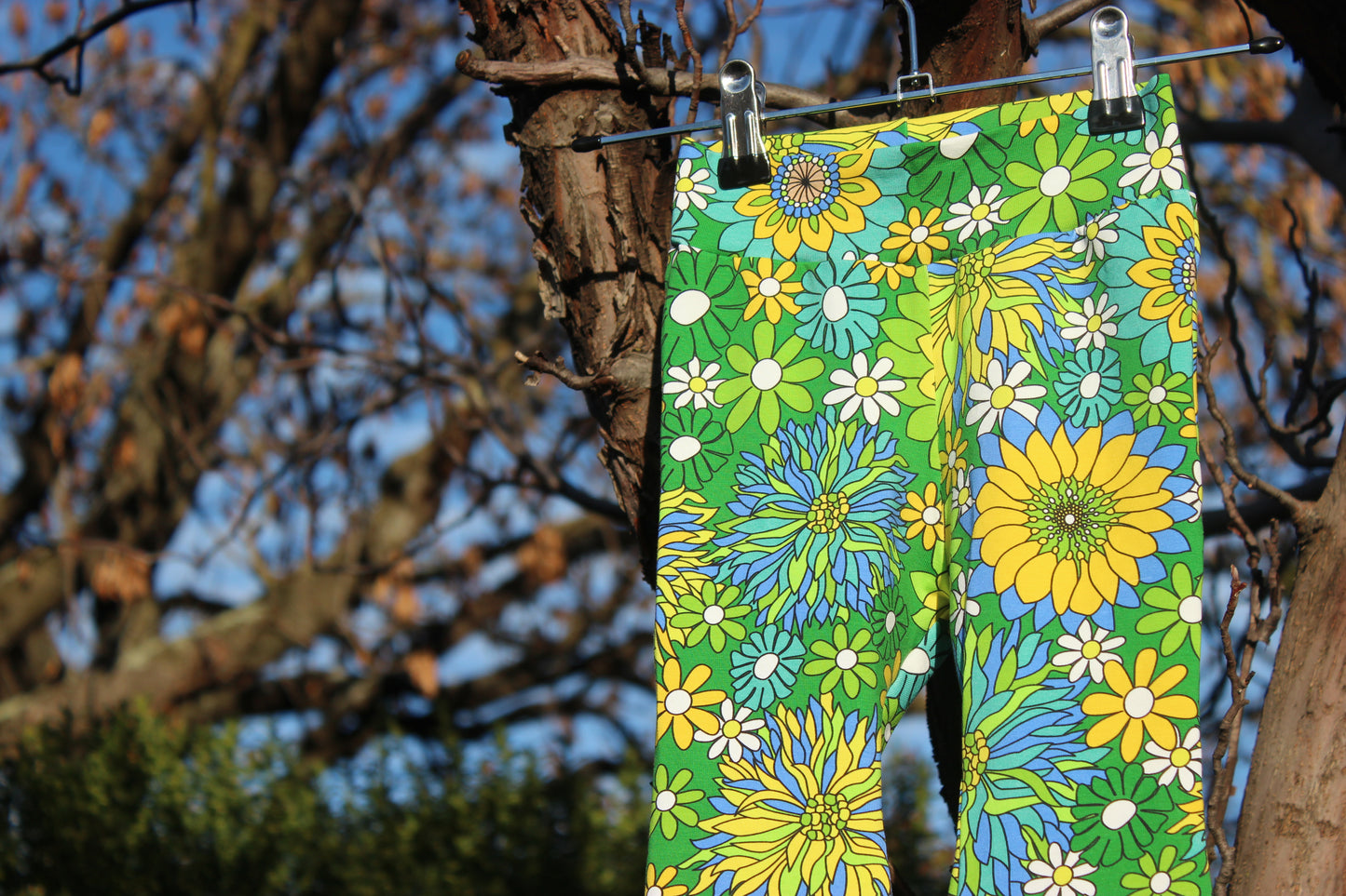 Vintage Green Floral Flares
