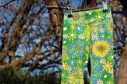 Vintage Green Floral Flares